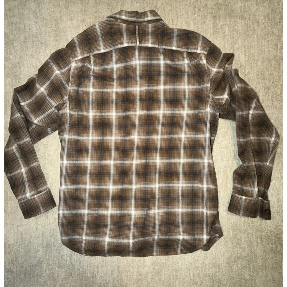 Banana Republic Men's Brown Plaid Flannel Button Down Shirt Size Large 100% Corn